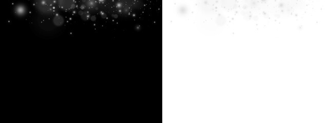 PNG white dust sparkle with glowing light, golden glitter and flare effect on abstract festive...