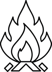 Campfire Flames A Simple Line Art Illustration of a Burning Bonfire