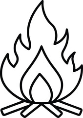 Campfire Illustration A Simple Line Drawing of a Burning Flame