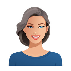Fototapeta premium Flat Vector. Portrait of only one Woman. Simple Background.