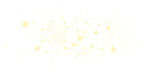 PNG yellow dust sparkle with glitter and glow flare, golden light effect and bright stardust particles on festive transparent background for holiday design magic burst PNG.