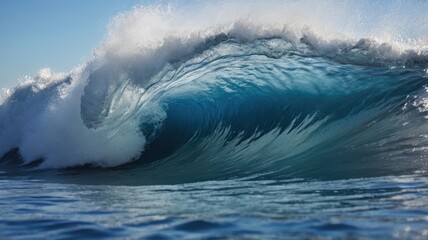 Fototapeta premium Ocean Wave Turquoise Barrel Sparkling Crest Powerful Surf