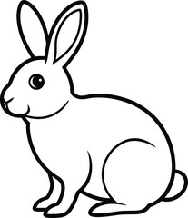 Adorable Bunny Rabbit Illustration Line Art Drawing of a Cute Hare