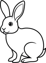 Adorable Bunny Rabbit Illustration Line Art Drawing of a Sitting Hare