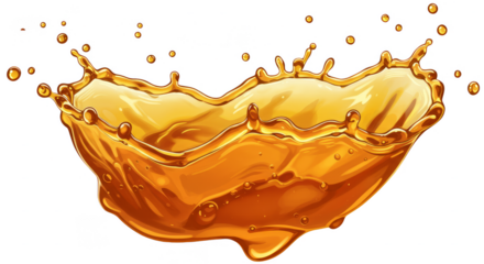 Isolated Transparent Background Image of Golden Yellow Juice Splash