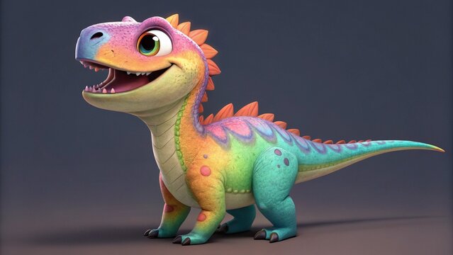 A fun cartoon tyrannosaurus rex dinosaur 3D illustration