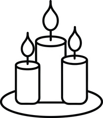 Serene Candles Three Burning Candles on a Plate - Peaceful Atmosphere