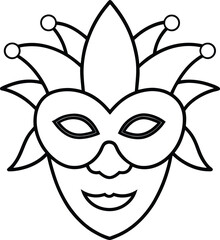 Elegant Jester Mask A Line Art Design for Festive Celebrations