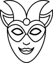 Elegant Masquerade Mask Design Intricate Line Art Illustration