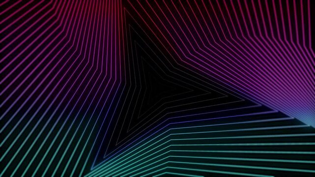 Vibrant neon triangle design on black background for modern and dynamic designs, ideal for technology, nightlife, or abstract concepts. - Powered by Adobe