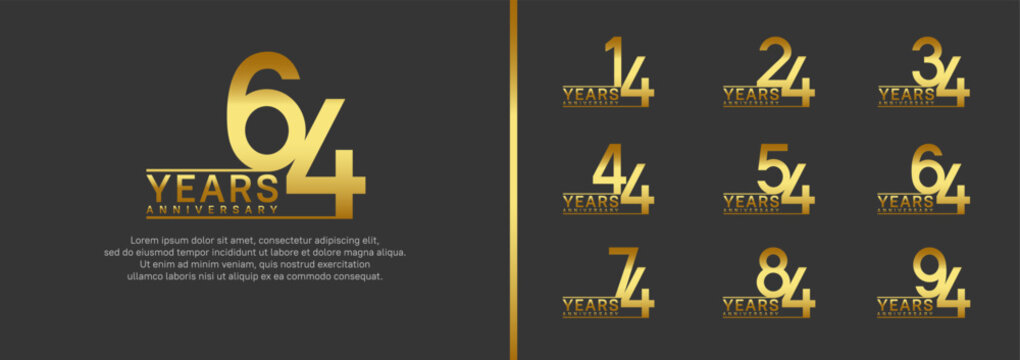 set of anniversary logo style. vector design golden color for celebration