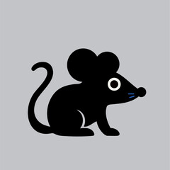 Cute vector mouse with big eyes, simple design, great for kids' projects and decor.