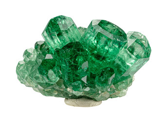 Isolated Transparent Background of Green Uvarovite Garnet Mineral Crystal