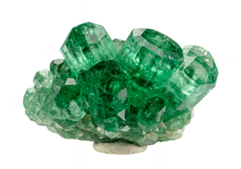 Isolated Transparent Background of Green Uvarovite Garnet Mineral Crystal
