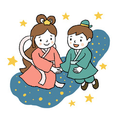 七夕の織姫と彦星と天の川