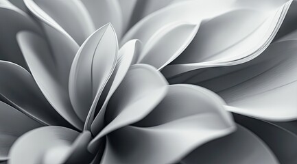 Close-up of abstract, light gray, layered plant forms