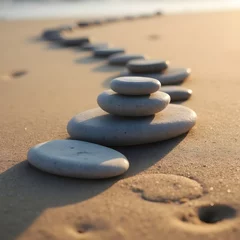 Selbstklebende Fototapeten Zen Style Stones on Beach Sand © Stefanos