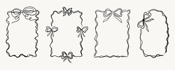 Hand draw Coquette frames collection.