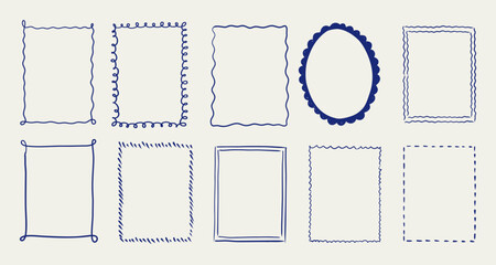 Stamp hand draw line ar frames for greeting card or wedding ivitation.