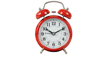 Isolated Transparent Background of Red Vintage Alarm Clock Illustration