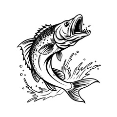 black and white fish vector