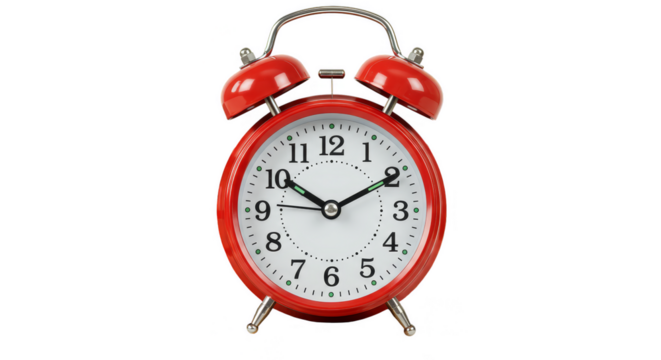 Isolated Transparent Background of Red Vintage Alarm Clock Illustration