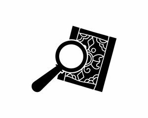 creative Silhouette simple Magnifying Glass over Document  Vector Illustration 