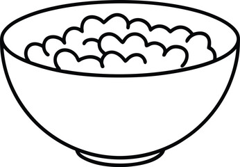 A Simple Line Drawing of a Bowl Filled with Oatmeal A Perfect Illustration for Breakfast Recipes
