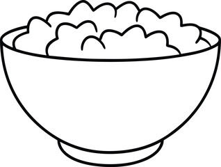 Simple Line Drawing of a Bowl of Oatmeal A Wholesome Breakfast Illustration