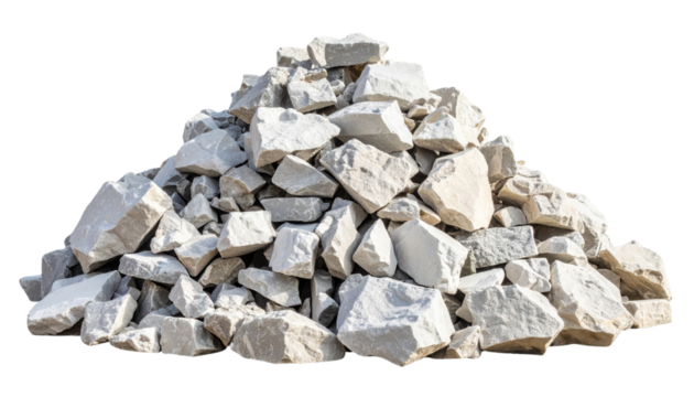 A pile of irregularly shaped, light-colored rocks stacked together.