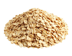 A pile of rolled oats displayed in a mound.