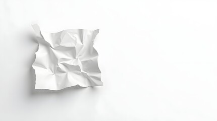 Fototapeta premium A crumpled sheet of white paper textured with soft shadows against a plain background.