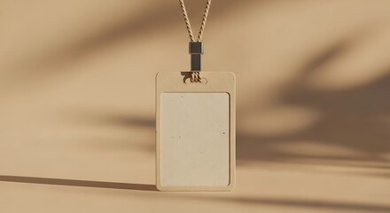 Minimalist Beige ID Card Holder Mockup  Elegant Branding and Design Template