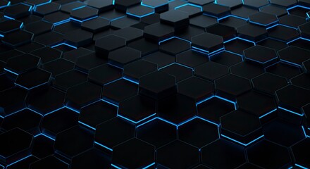 Abstract Dark Blue Hexagon Pattern Background
