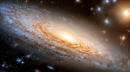 Stunning dark cosmic galaxy with swirling arms and bright core, showcasing beauty of universe vastness and mystery