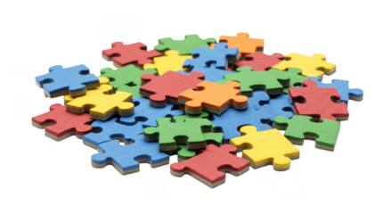 Isolated Transparent Puzzle Pieces Colorful Jigsaw Toy for Background Use