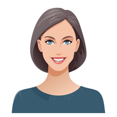 Fototapeta premium Flat Vector. Portrait of only one Woman. Simple Background.