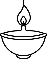 Illuminating Life A Simple Line Art Diya Illustration