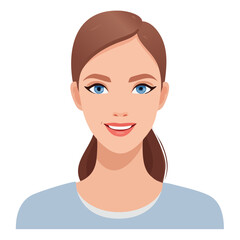 Flat Vector. Portrait of only one Woman. Simple Background.