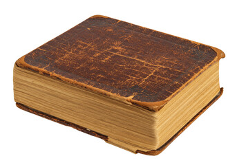 Isolated Vintage Old Brown Book with Leather Cover on Transparent