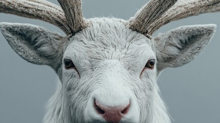 Fototapeta premium Close-up of a Majestic White Deer's Face