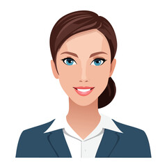 Flat Vector. Portrait of only one Woman. Simple Background.