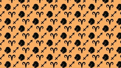 Vector seamless astrology zodiac rashi pattern 