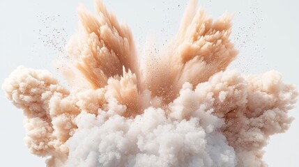 Dramatic Explosion of Dust and Smoke with Light Beige Tones
