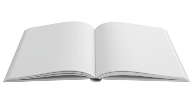 Open Blank White Book Isolated with Transparent Background 3d Render