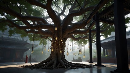 tree in the fog