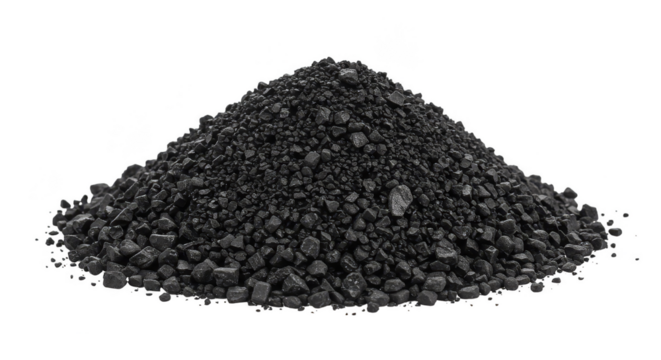 Pile Of Granular Black Sand Isolated Background Texture Material
