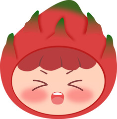 Cute Head Dragon Fruits Scared