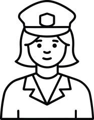 Female Police Officer Line Art Illustration of a Woman in Uniform