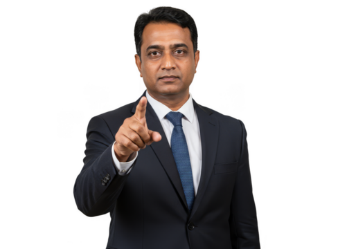 Professional Businessman Pointing Finger Wearing Suit And Tie Transparency